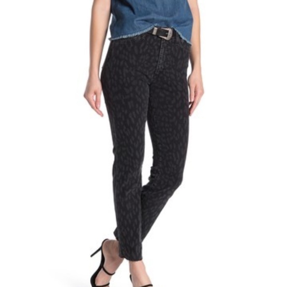 Leopard high rise straight ankle Jeans - Joe's Jeans Black Milla - Picture 1 of 8